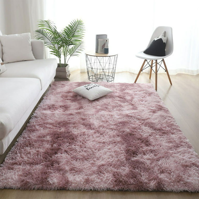 Super Soft Pink Shaggy Rug Thick Deep Pile Blush Living Room 