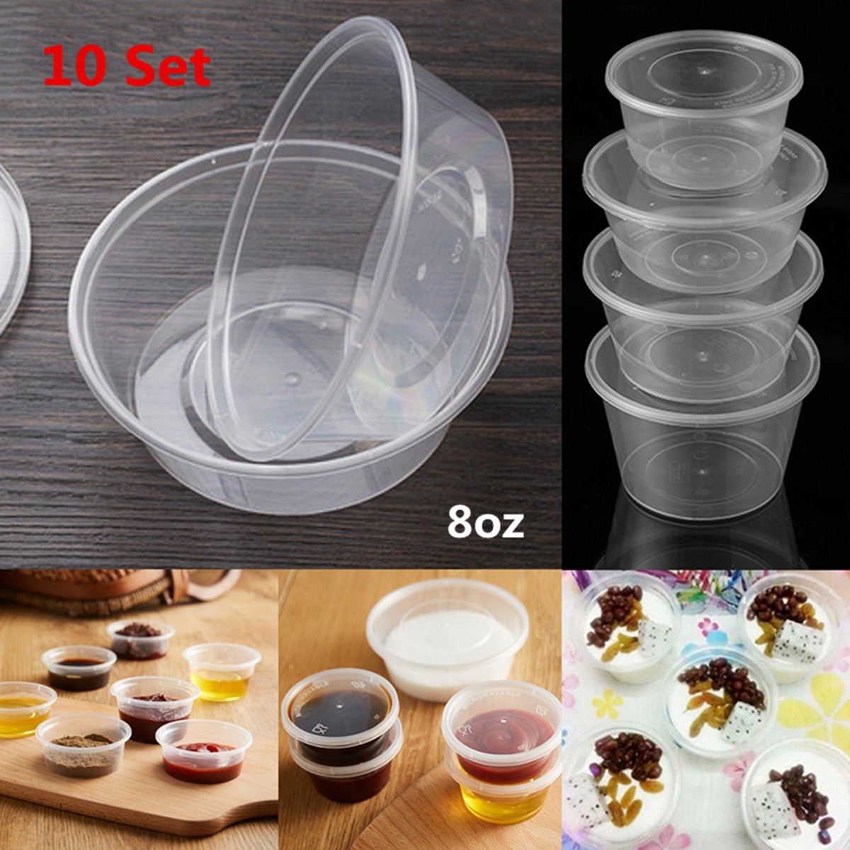 8oz 10Pcs Round Deli Food Soup Storage Containers Reusable Clear Boxes
