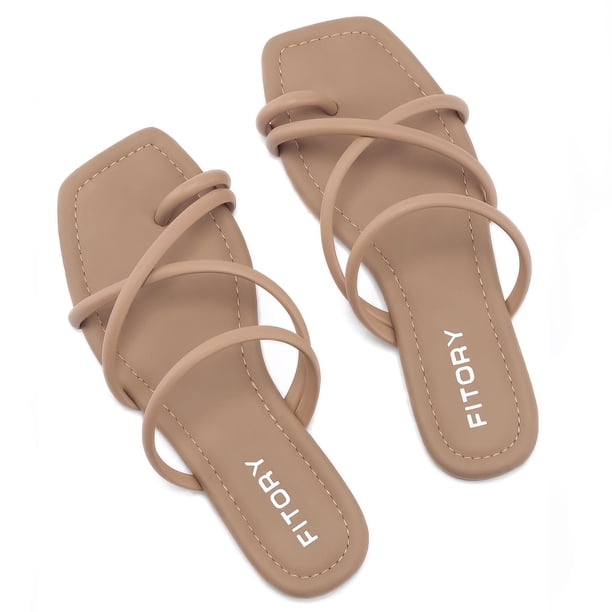 Sandalias Slide Fitory para mujer con punta plana, talla 7