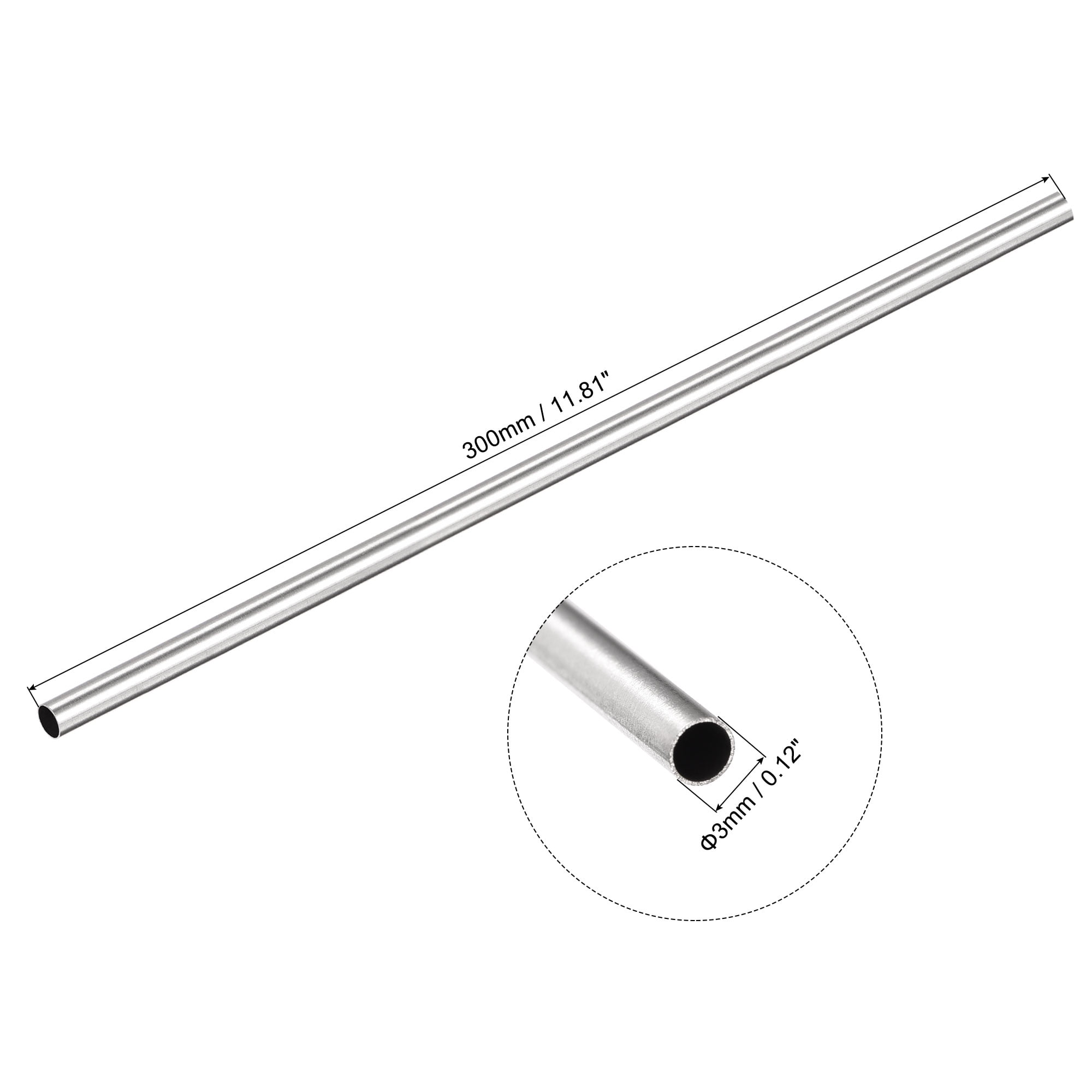 Unique Bargains 304 Stainless Steel Metal Tubing Seamless Straight Pipe Tubes 3mm x 0.2mm x 300mm