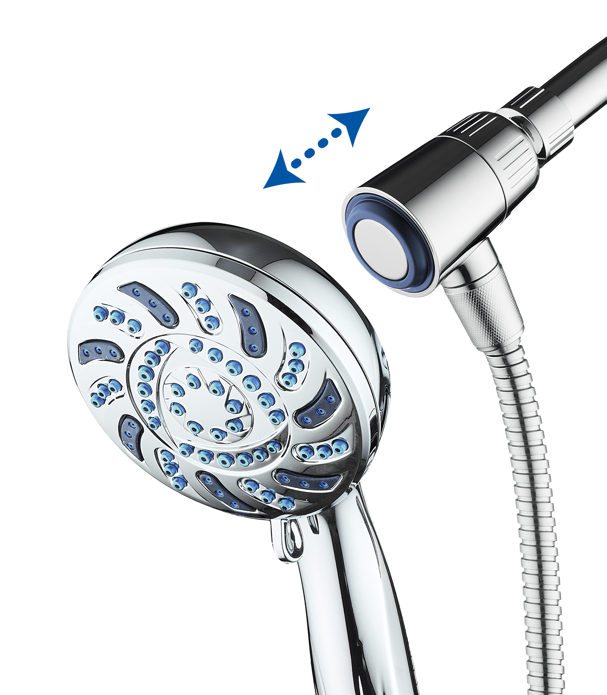 Magneton by AquaCare - High-pressure 6-setting Luxury Handheld Showerhead with Space-age Socket-Lock Magnetic Docking and Antimicrobial Nozzles