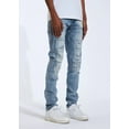 thumbnail image 5 of Crysp Denim Men's Groza Paneled Stitching Distressed Rips Skinny Fit Jeans (38, Washed Blue), 5 of 7