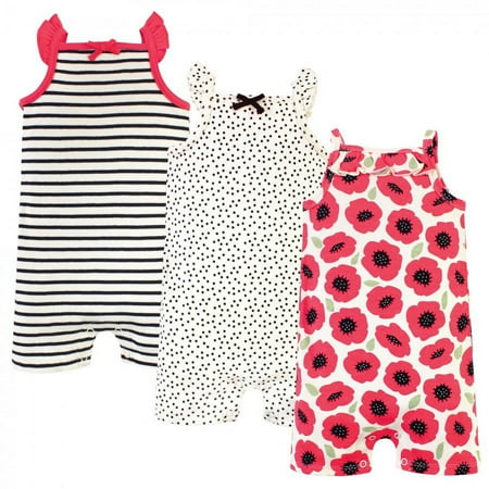 UPC: 0660168631951 | Touched by Nature Unisex Baby Organic Cotton Rompers Poppy 0-3 Months