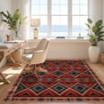 thumbnail image 3 of Design&I 2'x3' Washable Doormat Maroon Mid Contemporary Southwestern Repeating Banded Rows Century for Entryway, Indoor, Ultra-Thin & Non-Slip Skid-Resistant, 3 of 7