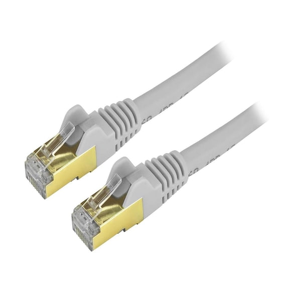 StarTech 9ft CAT6a Ethernet Cable - 10 Gigabit Shielded Snagless RJ45 100W PoE Patch Cord - 10GbE STP Network Cable with Strain Relief - Gray - UL, TIA  (C6ASPAT9GR)