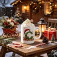 thumbnail image 7 of 11oz Christmas Initial Ceramic Coffee Mug, Festive Green Glitter Letter Design With Santa Hat Holiday Print, White Drinking Cup For Hot Cocoa Tea, Xmas Gift For Household Daily Use, 7 of 7