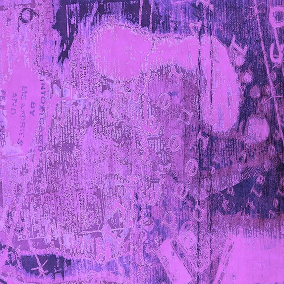 Ahgly Company Indoor Square Oriental Purple Industrial Area Rugs, 8' Square