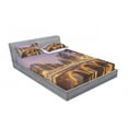 thumbnail image 3 of Landscape Bedding Set with Sheet & Covers, Old Historical Bridge in Netherlands Twilight European Architecture Town Scenery, Printed Bedroom Decor 2 Shams, 4 Sizes, Amber Lilac, by Ambesonne, 3 of 3