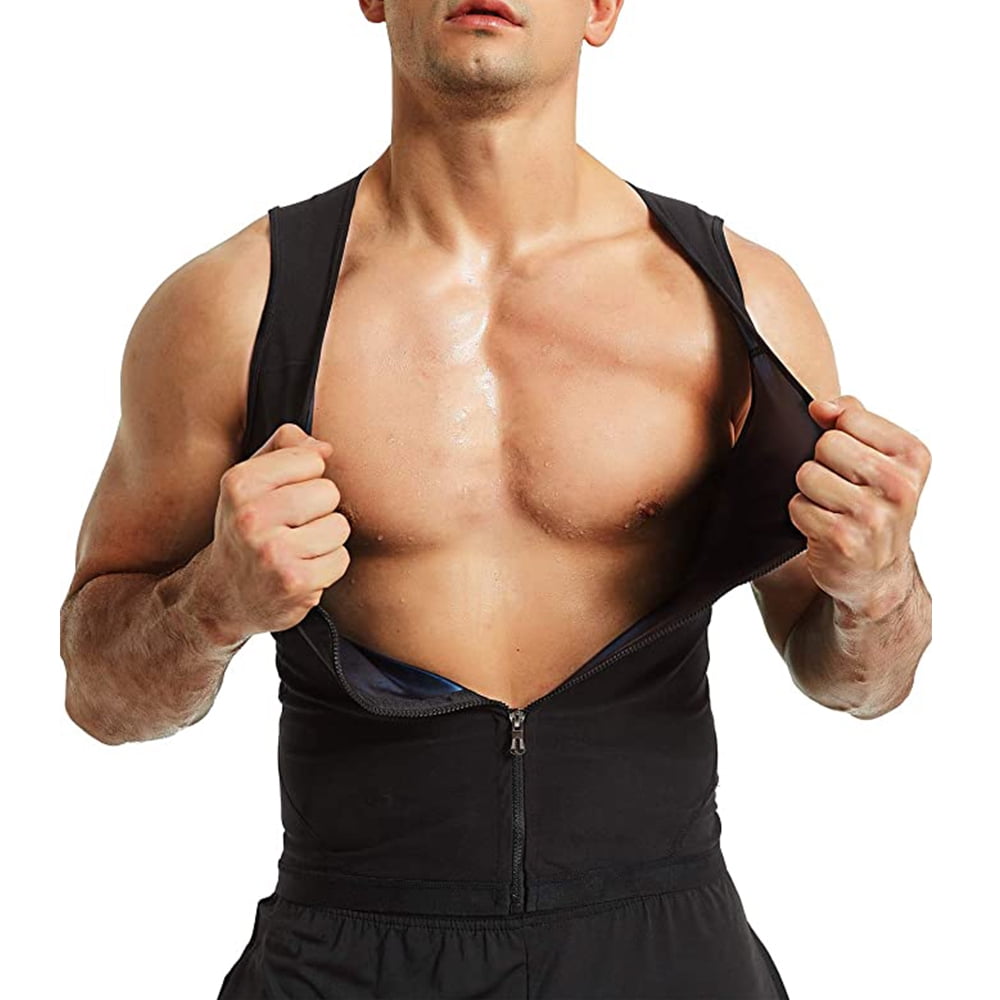 Details about   Men Sauna Sweat Vest Weight Loss Polymer Waist Trainer Vest Body Shaper Zipper 