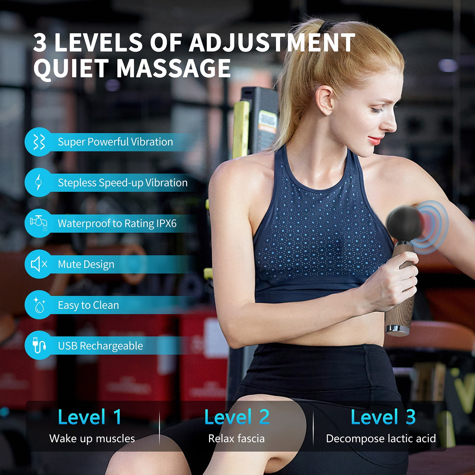 Maxgia MJOLLNIR, Electric Cordless Muslce Handheld Massager, Deep Tissue Back Massager with Linear Speeds for Back, Neck, Shoulder, Leg, Trigger Point, Pain Relief, Muscle Recovery