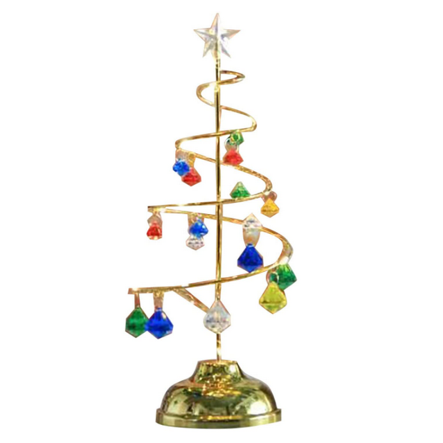 Christmas Tree LED Light,Christmas Table Lamp Decorative Desk Lamp, Ornaments Night Light Crystal Lamp LED Modern Crystal Decor for Desktop, Living Room, Christmas Decoration (Gold)
