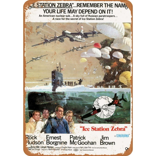 1968 Ice Station Zebra Rock Hudson Metal Sign 9x12 Inch Vintage Look Walmart Com