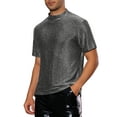 thumbnail image 4 of INSPIRE CHIC Metallic T-Shirts for Men's Mock Neck Short Sleeve Party Glitter Tees Sparkly T Shirts, 4 of 5