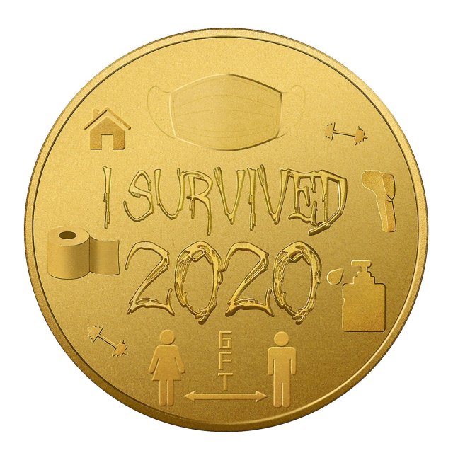Sobreviví 2020 Moneda conmemorativa Recuerdos del pasado Regalo Recuerdo especial 5 piezas Afortunado Sencillez