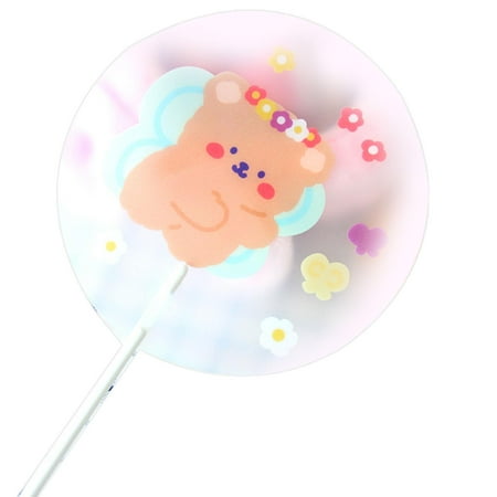 

AIXING Cartoon Fan | Summer Mini Round Fan | Girl Heart Student Creativity Cooling Cool Portable round Handheld PP Fan with Long Handle||Cute Fan | Cartoon Animal Round Fan