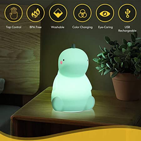 HLONK Dinosaur Night Light Cute Baby Night Light Night lamp Rechargeable LED Bedside Nursery Lamp Tiktok Dinosaur lamp LED Bedside Nursery Lamp for