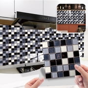 Peel and Stick Backsplash 10-Sheet 4x4 Self Adhesive Mosaic Stick on Backsplash for Kitchen Marble Tile Sticker for Bathroom Kitchen Laundry Room Camper Shower Black