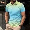 thumbnail image 2 of ShomPort Mens Tshirts Casual Gradient Color Turn Down Collar 2 Button Tops Fashion Daily Outdoor Blouse, 2 of 6