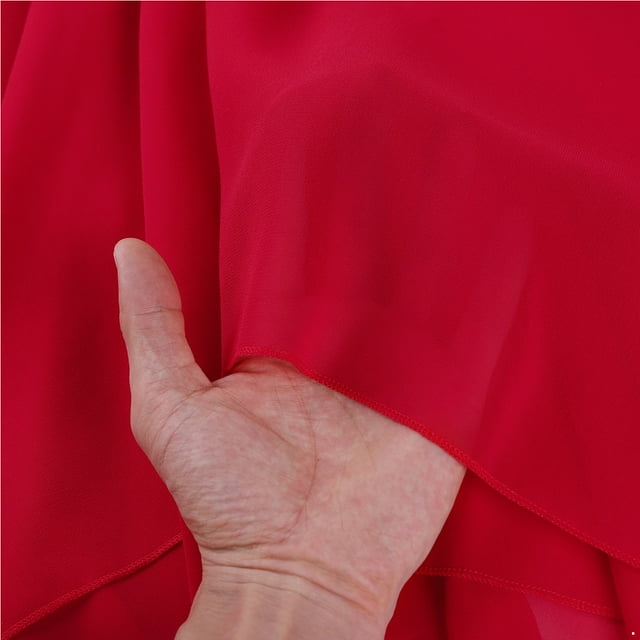 inhzoy Robe de Danse Lyrique pour Femmes en Chiffon Bretelles Spaghetti Asymétrique Robe de Bal Rouge TG