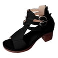 thumbnail image 5 of Gladiator Sandals for Women Fashion Buckle Ankle Strap Open Toe Heels Back Zipper Casual Summer Dress Shoes Black Size 7.5, 5 of 5