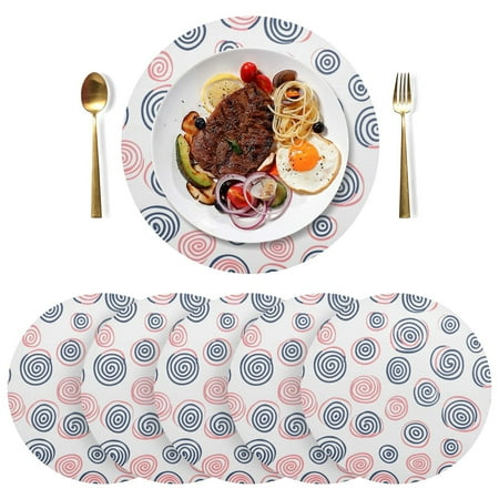 

Ryvnso Swirl Doodle Paint Round Plate Mats Dining Table Placemat Set of 6 for Holiday Decoration