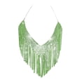 thumbnail image 4 of CUSTG Women Tank Top Trendy Sexy Sequins Slim Fit V Neck Cropped Camisole Spaghetti Strap Stylish Versatile Vest Top For Ladies Club And Party Wear,Green,One Size, 4 of 4