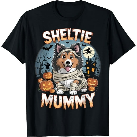 Sheltie Mummy Halloween Costume Dog Owner Shetland Shepherd T-Shirt