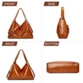 thumbnail image 5 of HONGLONG Tote Shoulder Bag Zipper Crossbody Bag for Women，Leather Handbag for Travel Work and School，Brown, 5 of 9