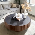 thumbnail image 2 of Hassch Modern Coffee Table, 35.4 Inch Cocktail Table, Round Center Table for Living Room, Easy Assembly, Walnut, 2 of 7