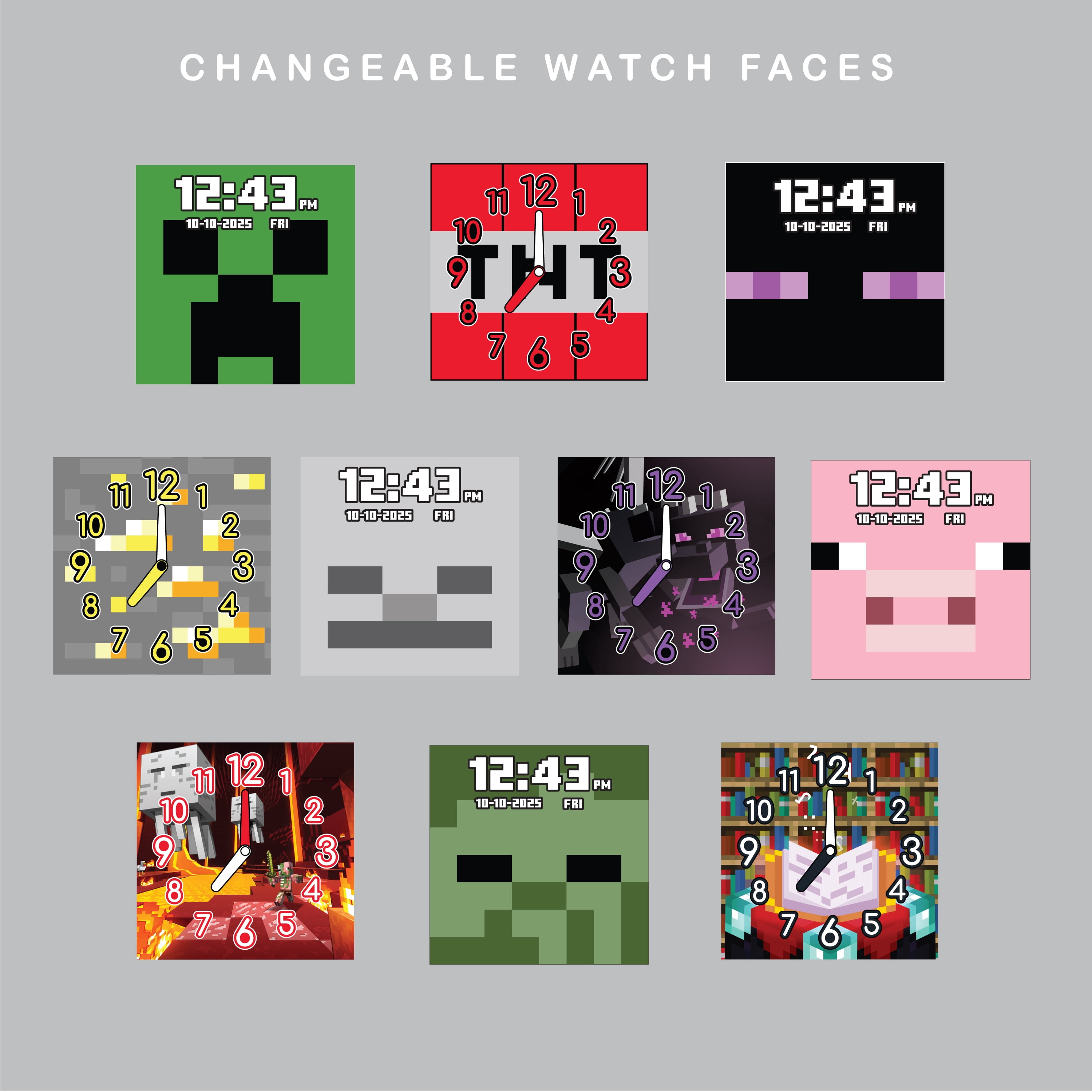 Minecraft Creeper Unisex Child Smart Watch and Headphone Set Silicone Strap Green (MIN40080WMC)