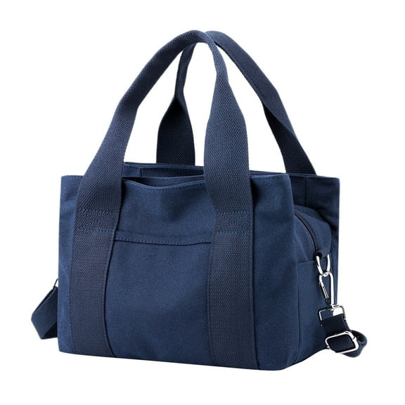 PINQI Ladies Shoulder Bag Large Capacity Canvas Bag Casual Handbag Bag Work Class Handbag Women's Retro Casual Handbags Work Tote Bag (Blue,One Size)