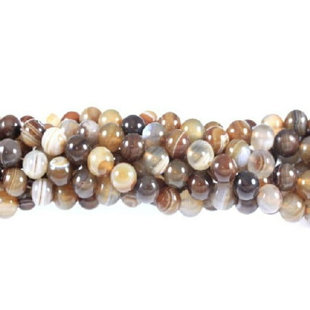 Brown Agate Sphere - 12mm Brown Striped Agate Round, Loose Beads, 40cm 15 inch Stone