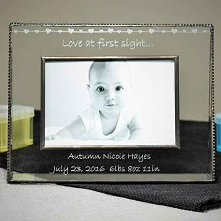 Cute Pic Frames J Devlin Pic 319-46H EP558 Baby Love at First Sight Personalized 4x6 Glass Picture Frame Horizontal Landscape Photo Frame ()