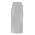 thumbnail image 4 of Cmfcve 4X Silver Satin Woman Skirts Wide Waist Pleat Long Skirts Mid Length A Line Skirts Medium, 4 of 6