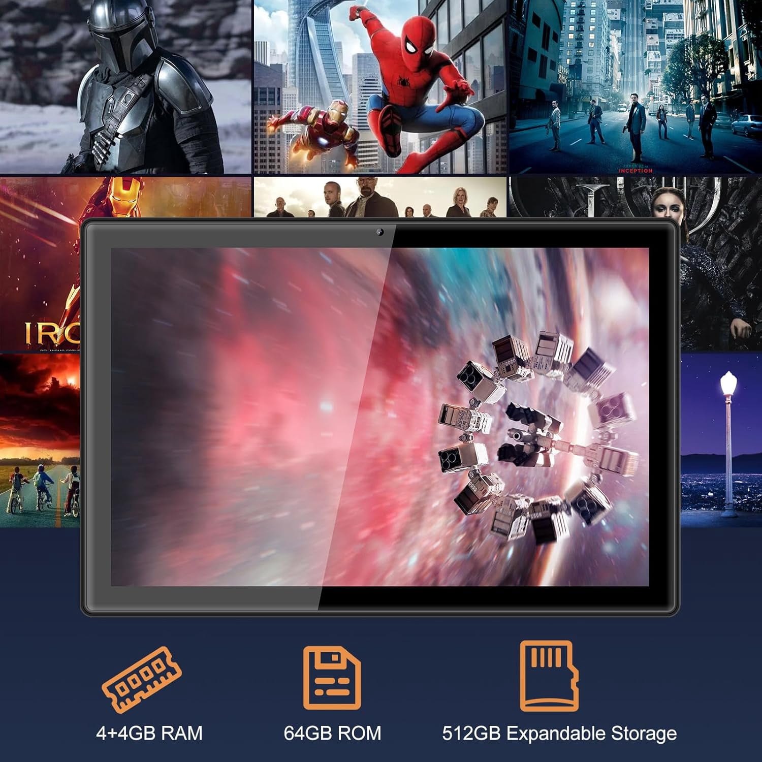 YYSWIE 10.1" Android 13 Tablet, 4+64GB (512GB Expandable), Octa-Core, 7000mAh Battery, HD IPS, Dual Camera, WiFi