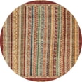 thumbnail image 1 of Ahgly Company Machine Washable Indoor Round Abstract Fall Leaf Brown Green Area Rugs, 5' Round, 1 of 7