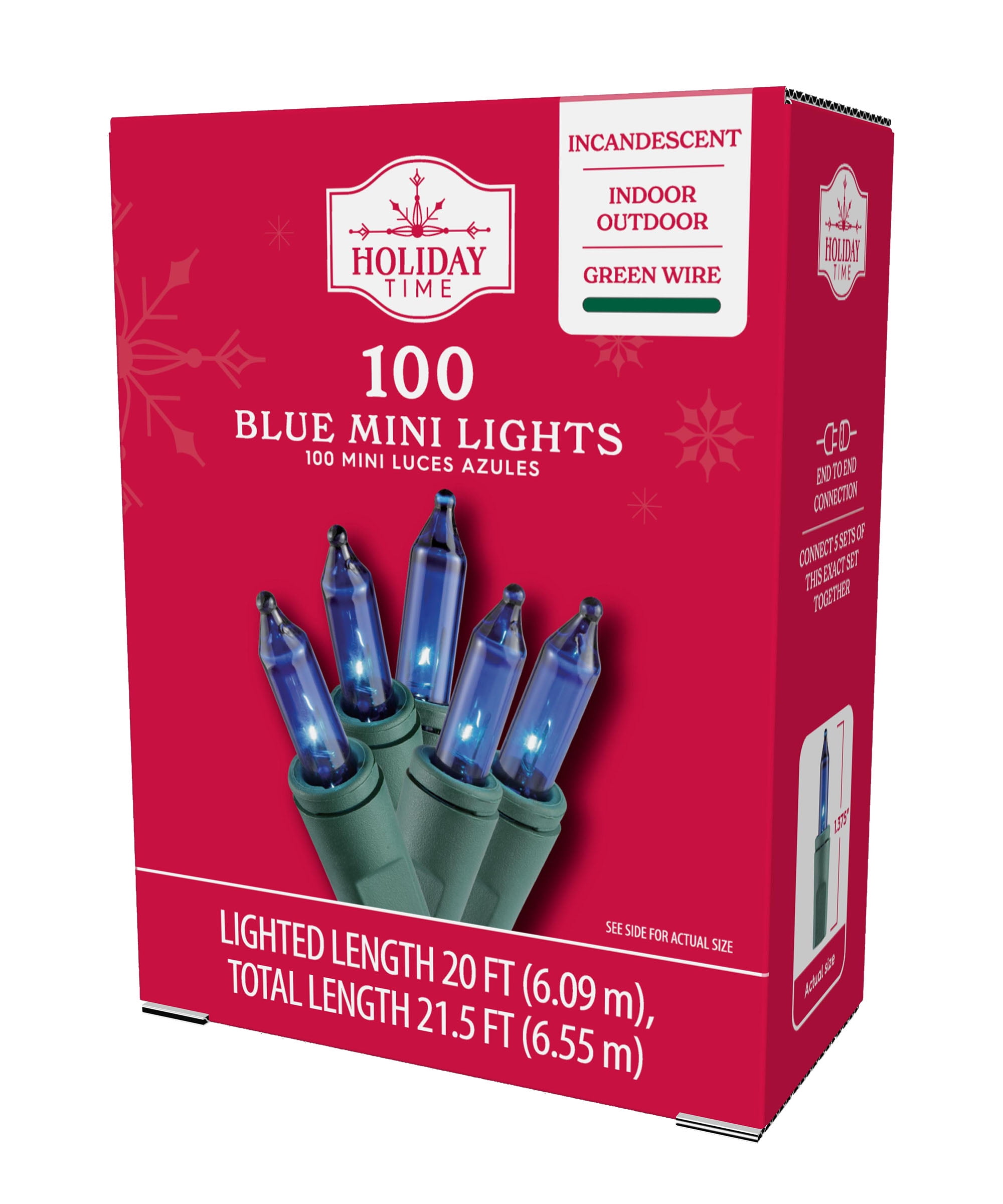 Holiday Time 100 Blue Incandescent Mini Lights for the Holiday Season
