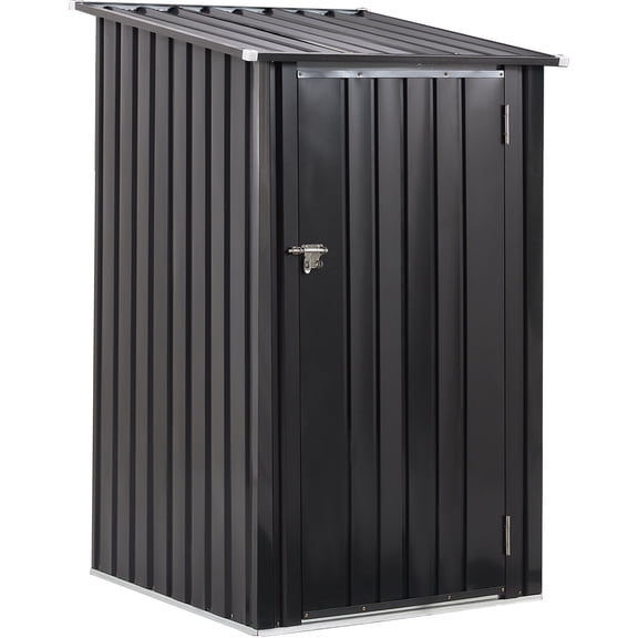3x3 FT Outdoor Storage Shed Metal Steel Garden Shed with Single Lockable Door Dark Gray Utility Tool Shed for Backyard Patio Lawn