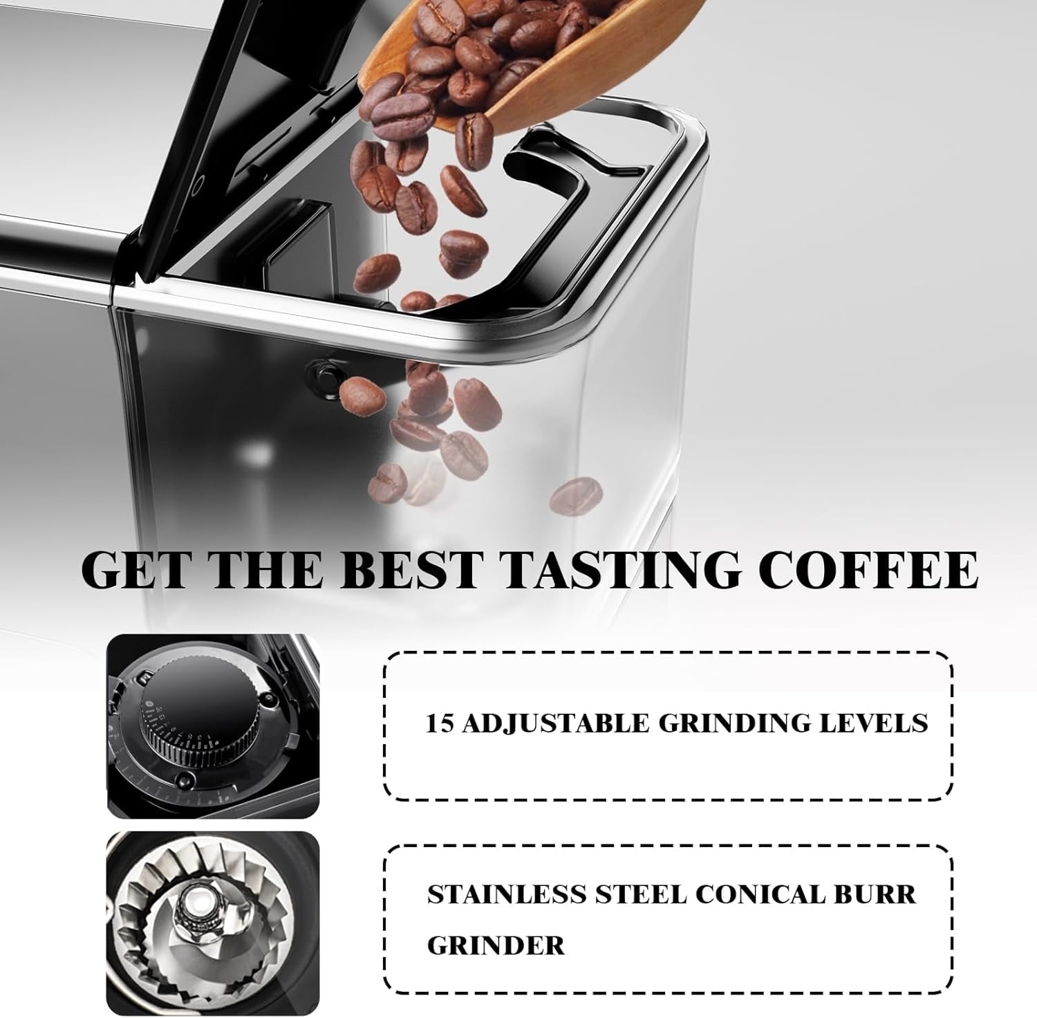 Fully Automatic Espresso Machine 20 Bar, 1350W Espresso and Cappuccino Machine with Automatic Milk Frother, Gift for Coffee Lover
