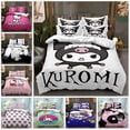 thumbnail image 2 of Juego de cama de Hello Kittys, ropa de cama de 2 piezas, 135x200cm, con estampado 3D de dibujos animados de Anime, Kuromi Melody Girl, 2 of 4