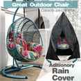 thumbnail image 6 of CHINNLUU Oversized Hanging Egg Chair with Stand, Outdoor Indoor Wicker Swing Chair with UV-Resistant Cushions and Rain Cover, 400lbs Capacity Patio Hammock Chair for Backyard, Balcony, Blue, 6 of 9