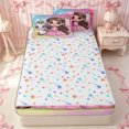 thumbnail image 4 of Erosebridal Cute Cartoon Princess Zipper Twin Comforter Sets with Fitted Sheet and 2 Pillowcases,Sparkle Rainbow Unicorn Zipper Bedding Set,Pink Blue White,4-Piece,Reversible, 4 of 6