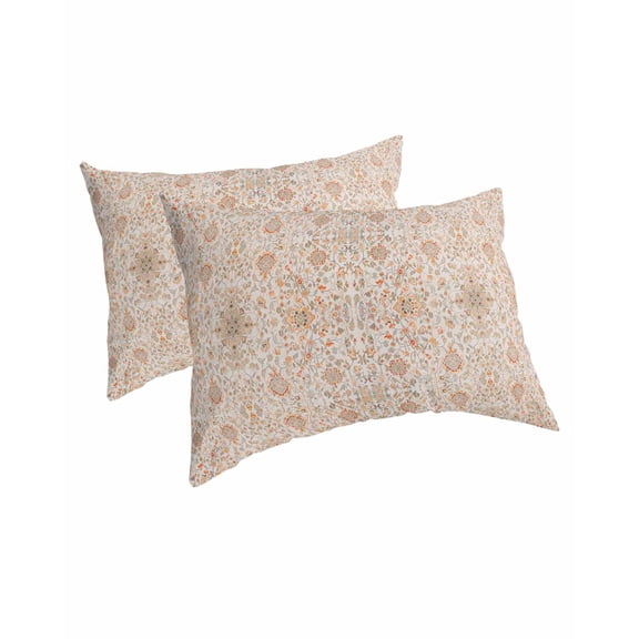 Orange Vintage Boho Pillow Covers Queen Size 2 Pack, Southwestern Ethnic Mexican Floral Soft Bed Throw Pillowcases Breathable Cooling Long Lumbar Body Pillow Sham Cover for Bed Sofa 20''x30''