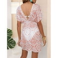 thumbnail image 2 of jinghuiyue Women Mesh Swimsuit Cover Up Sheer See Through Sexy V Neck Short Sleeve Swim Beach Coverup Dress S, 2 of 7