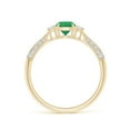 thumbnail image 2 of ANGARA Natural Three Stone Emerald and Diamond Ring in 14K Yellow Gold for Women (Size-5mm) | May Birthstone, Birthday, Anniversary, Jewelry Gift for Women | Natural Emerald Ring, 2 of 9