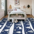 thumbnail image 6 of Christmas Area Rug, 6x9 Non-Slip Washable Hallway Runner Rug with Rubber Backing, Low Pile Faux Wool Carpet Runner Holiday Decor Xmas Rug for Bedroom, Kitchen, Laundry, Entrance, Blue, 6 of 6