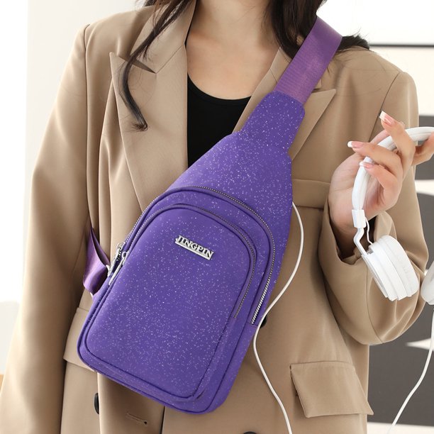 Bolsa De Pecho Bolso de pecho de moda Bolso bandolera impermeable Simple para deportes al aire libre (Púrpura) Sywqhk Para Estrenar