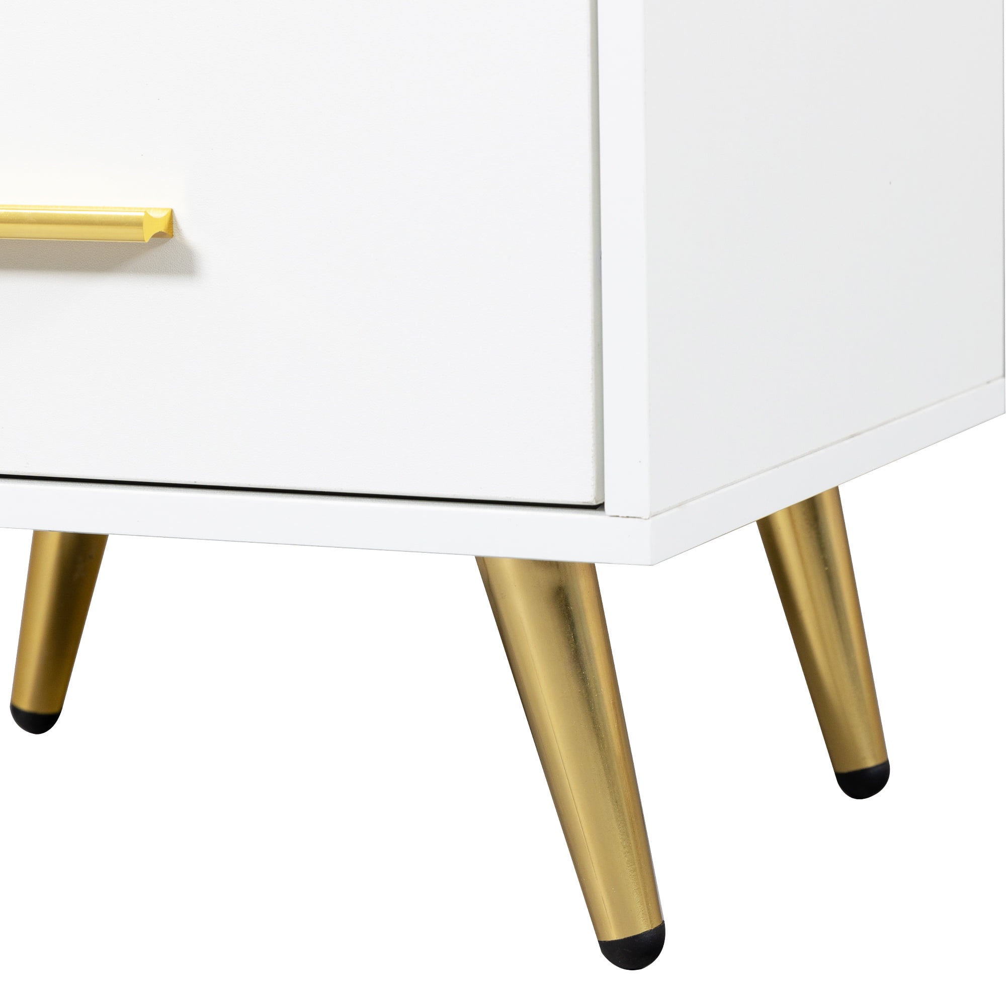 UHOMEPRO White Nightstand with Charging Station, Bedside Table with LED Lights Strips, Modern End Side Table, Versatile Nightstand with Drawers, Side Table for Home and Office