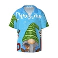 thumbnail image 2 of Lsque Merry Christmas Gnome print Men's Cuban Collar Short Sleeve Shirt Summer Beachwear Casual Button Down Fashionable Vacation Leisure Shirt-Small, 2 of 7