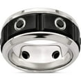 thumbnail image 1 of Black Ti Stainless Steel Silver Bezel Black Spinel Ring, 1 of 5